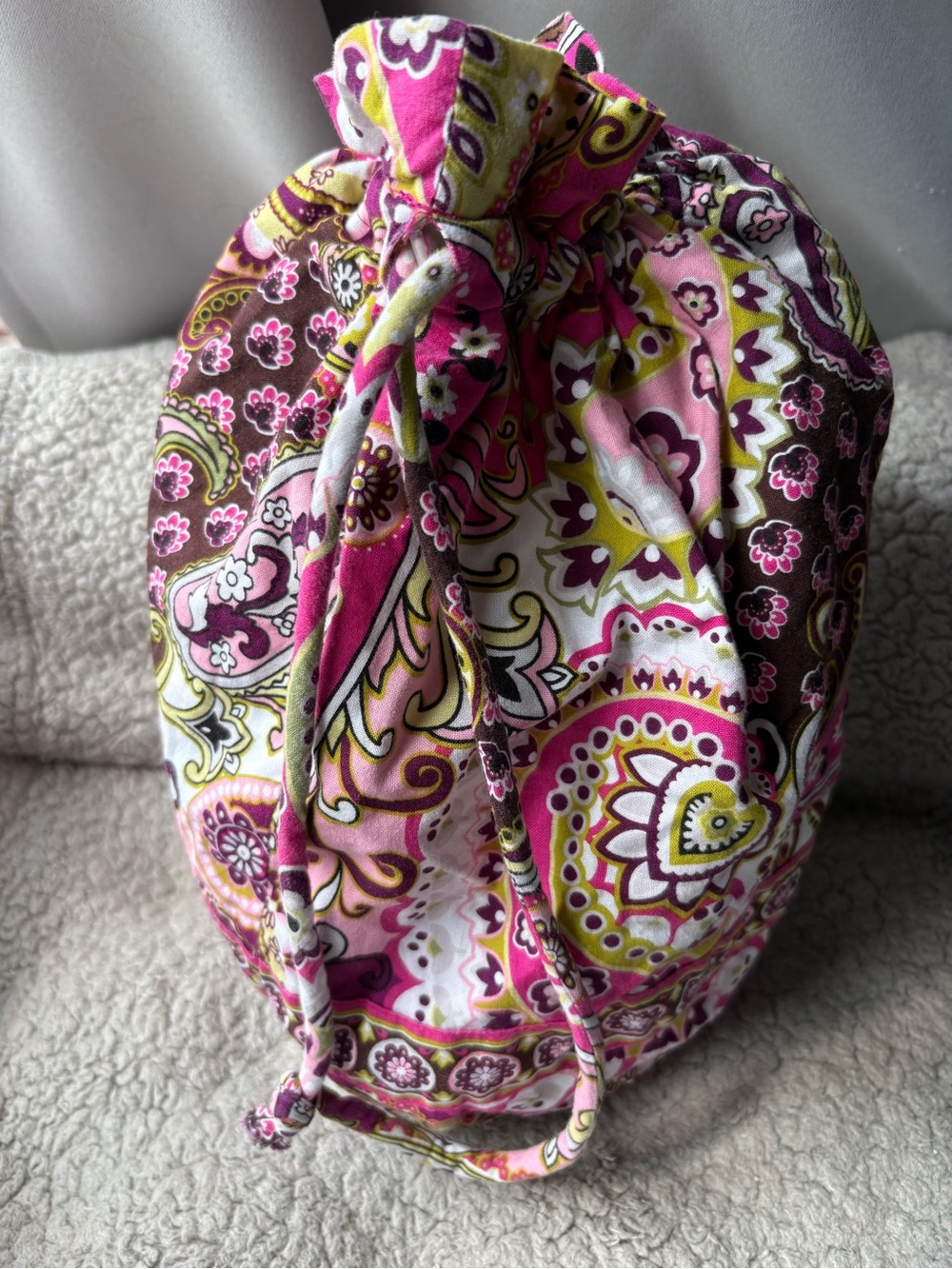 Vera Bradley Pink Multi Quilted Drawstring Bag